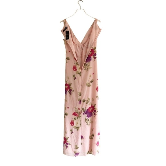 Lauren Ralph Lauren Pink Floral Georgette Gown Gathered Gem Waist Size 2 - Picture 8 of 12